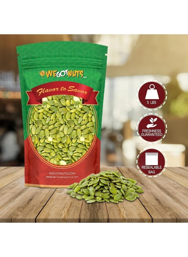 We Got Nuts Pumpkin Seeds Healthy Snacks 5Lbs (80oz) Bag | Raw Pepitas No Preservatives Added, 100% Natural With No Shell | For Baking, Salad Toppings, Cereal, Roasting | Low Calorie Nuts, - Image 3